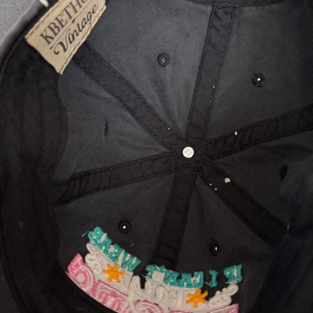 Kbethos Vintage Adjustable Black Cap Embroidered "If I Cant Wear My Boots I Aint - Picture 4 of 5